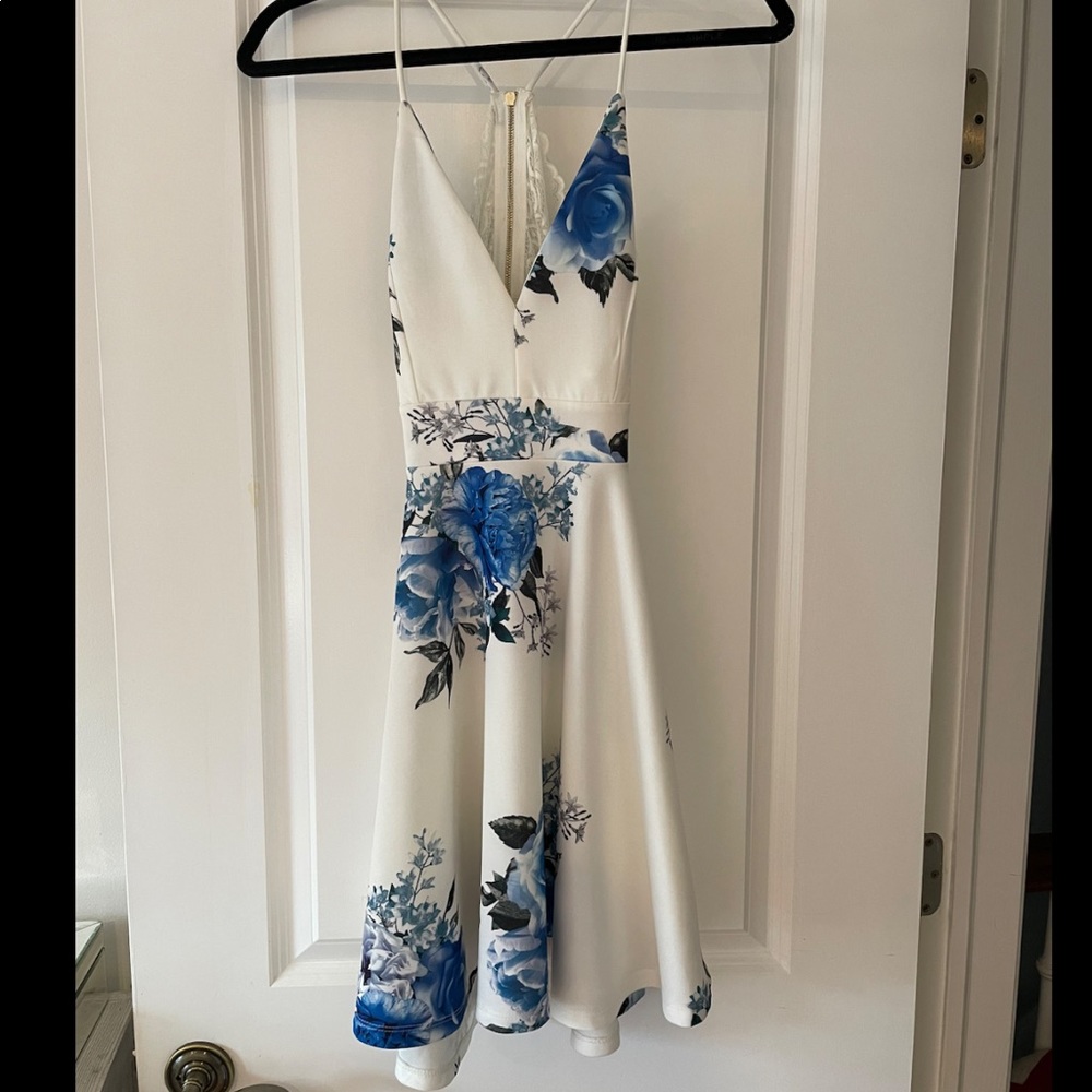 White and blue rose custom dress